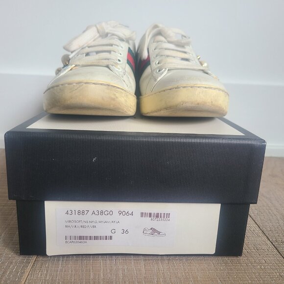 Gucci Ace Spike Leather Sneakers - Picture 3 of 6